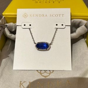 Elisa Silver Pendant Necklace in Cobalt Cats Eye